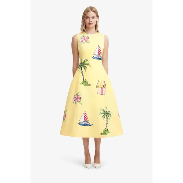 Leo Lin Cleo Embroidered Sleeveless Midi Dress, view 2