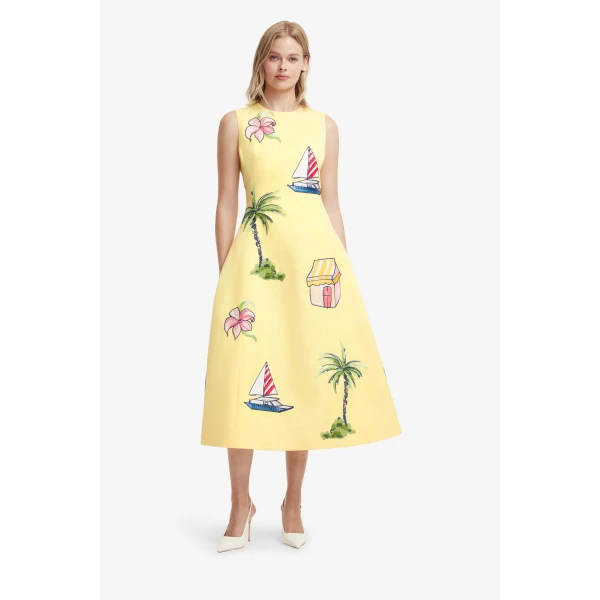 Leo Lin Cleo Embroidered Sleeveless Midi Dress, view 3