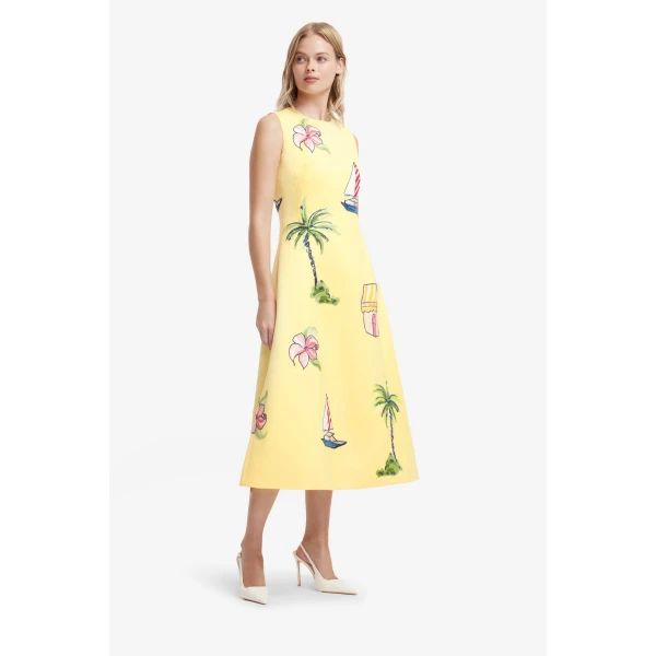 Leo Lin Cleo Embroidered Sleeveless Midi Dress, view 4