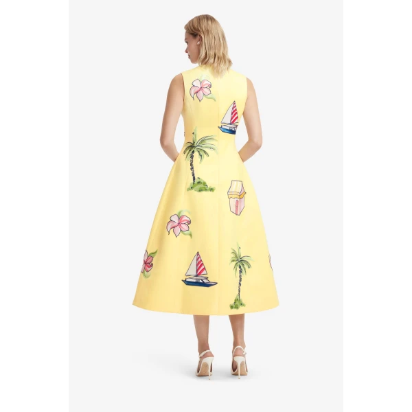 Leo Lin Cleo Embroidered Sleeveless Midi Dress, view 5