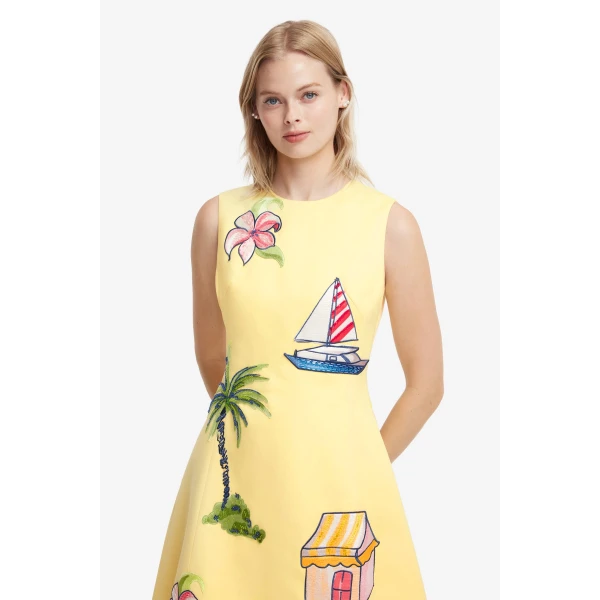 Leo Lin Cleo Embroidered Sleeveless Midi Dress, view 6