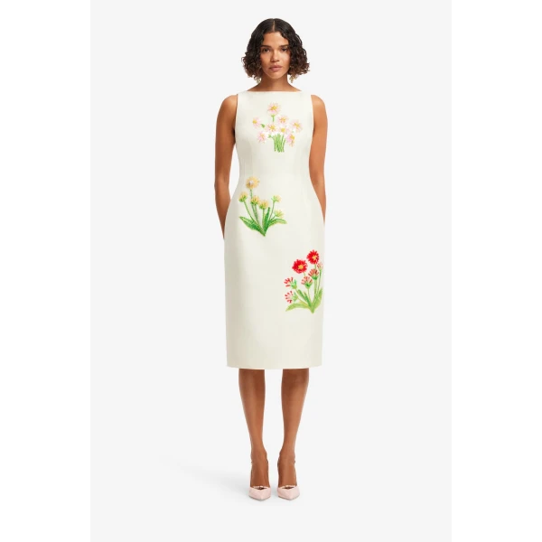Leo Lin Eleanor Embellished Wool Midi Dress, view 2