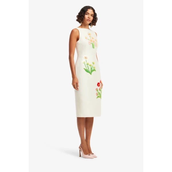 Leo Lin Eleanor Embellished Wool Midi Dress, view 4
