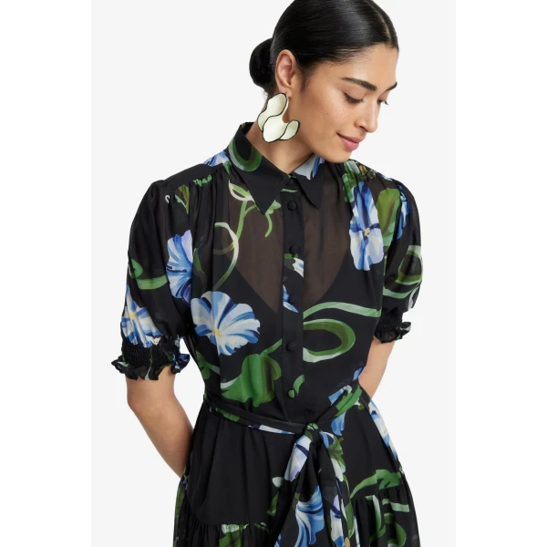 Leo Lin Ellie Bishop Sleeve Midi Dress, view 6