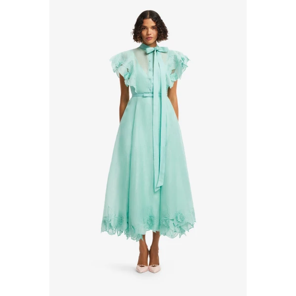 Leo Lin Elsie Appliqué Flutter Sleeve Maxi Dress, view 2