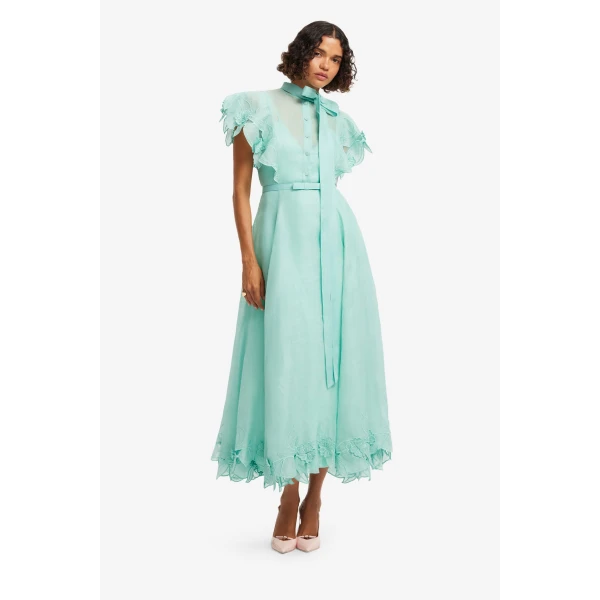 Leo Lin Elsie Appliqué Flutter Sleeve Maxi Dress, view 3