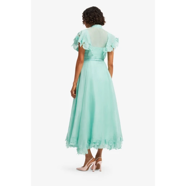 Leo Lin Elsie Appliqué Flutter Sleeve Maxi Dress, view 5