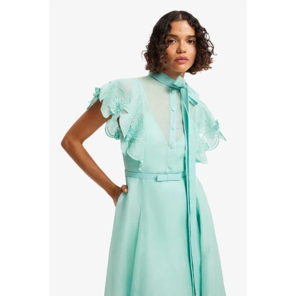 Leo Lin Elsie Appliqué Flutter Sleeve Maxi Dress, view 6