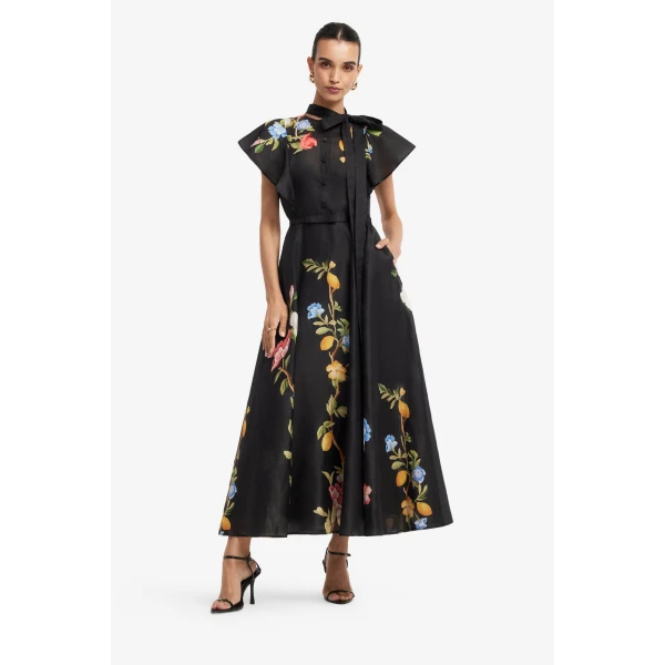 Leo Lin Elsie Flutter Sleeve Midi Dress, view 3