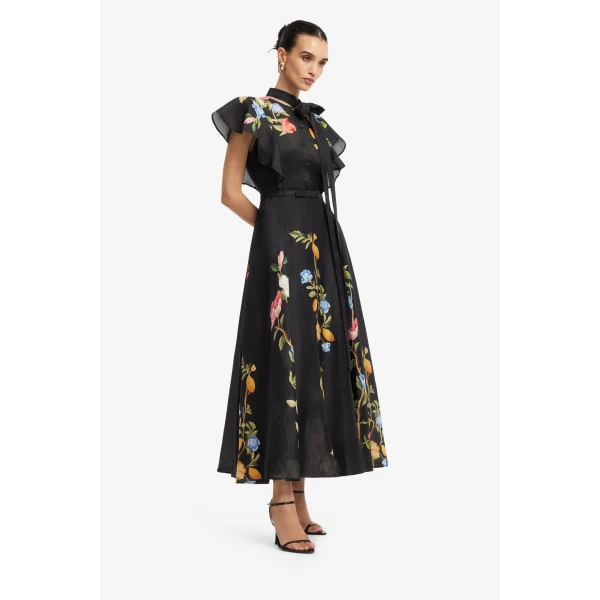 Leo Lin Elsie Flutter Sleeve Midi Dress, view 4