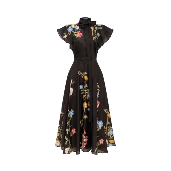 Leo Lin Elsie Flutter Sleeve Midi Dress