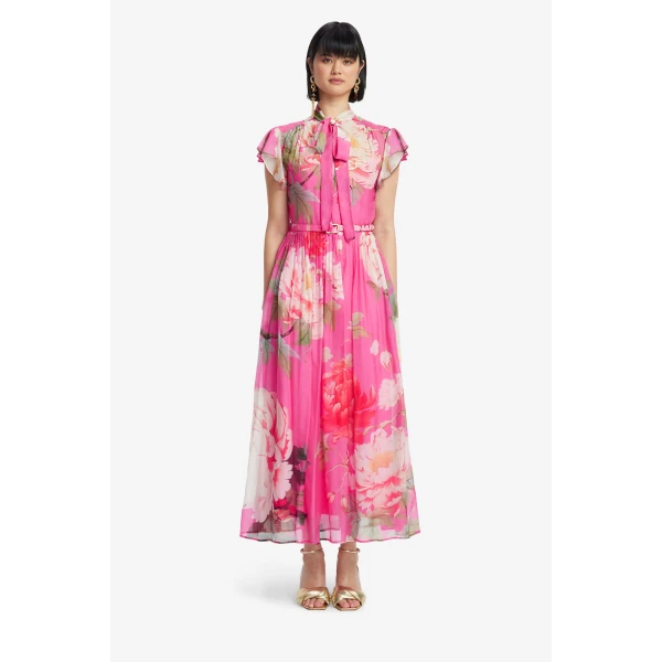 Leo Lin Grace Flutter Sleeve Midi Dress, view 2