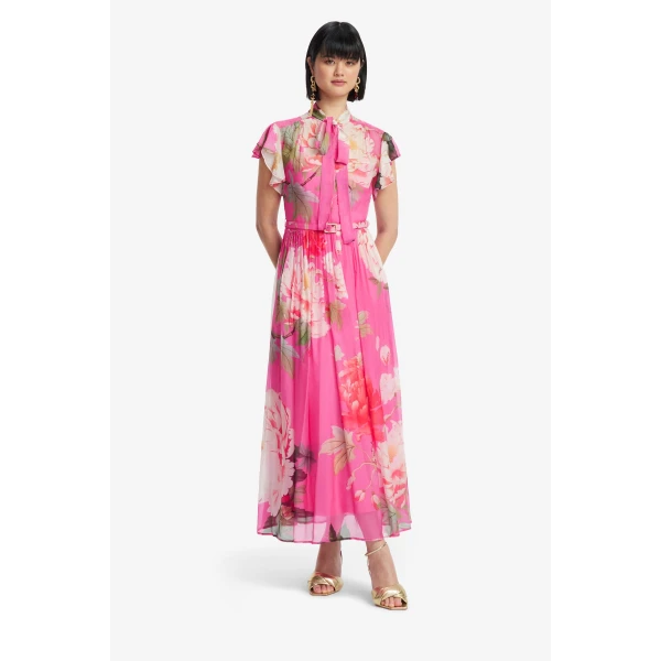 Leo Lin Grace Flutter Sleeve Midi Dress, view 3