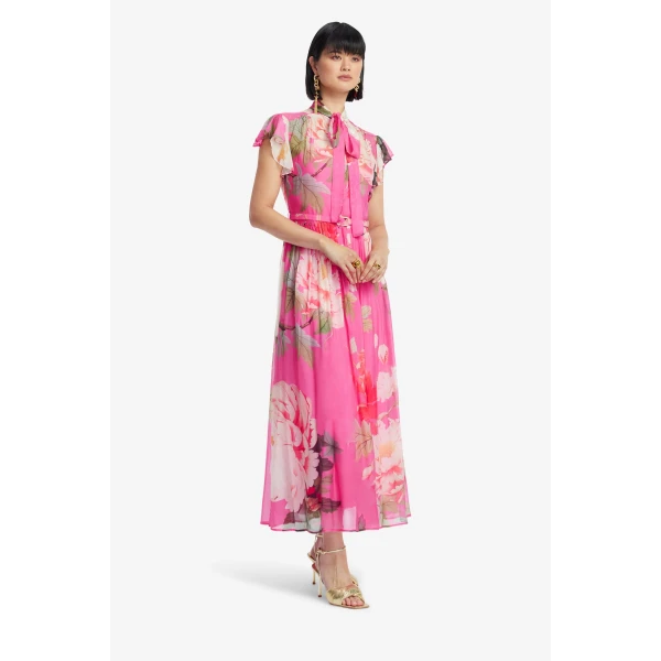 Leo Lin Grace Flutter Sleeve Midi Dress, view 4