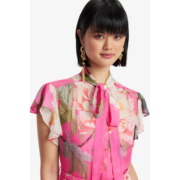 Leo Lin Grace Flutter Sleeve Midi Dress, view 6
