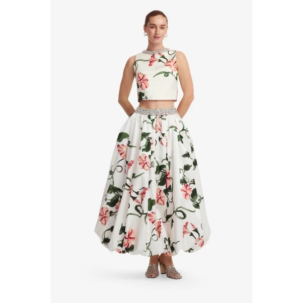 Leo Lin Victoria Embellished Puff Maxi Skirt, view 3