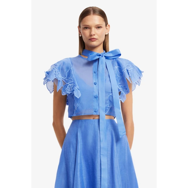 Leo Lin Jasmine Appliqué Flutter Sleeve Top, view 2