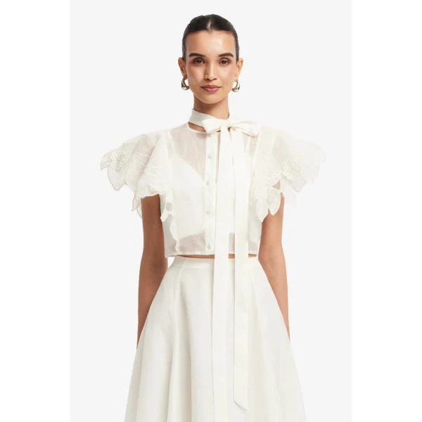 Leo Lin Jasmine Appliqué Flutter Sleeve Top, view 2