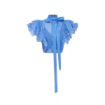 Leo Lin Jasmine Appliqué Flutter Sleeve Top