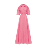 Leo Lin Junia Appliqué Puff Sleeve Silk Gown