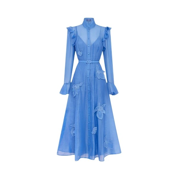 Leo Lin Katrina Appliqué Butterfly Sleeve Midi Dress