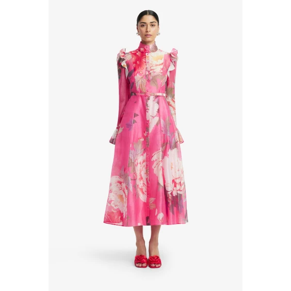 Leo Lin Katrina Butterfly Sleeve Midi Dress, view 2