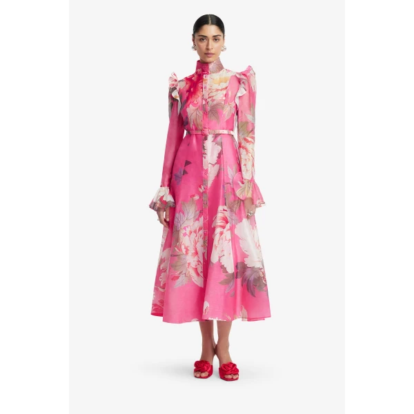 Leo Lin Katrina Butterfly Sleeve Midi Dress, view 3