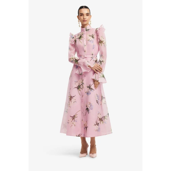 Leo Lin Katrina Butterfly Sleeve Midi Dress, view 3