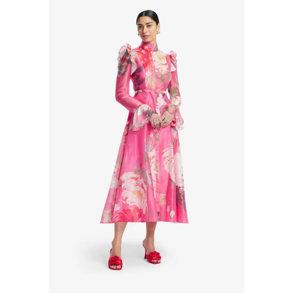 Leo Lin Katrina Butterfly Sleeve Midi Dress, view 4