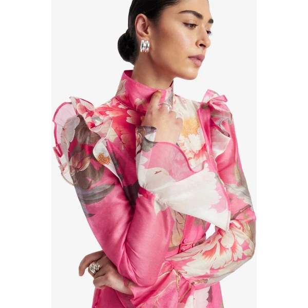 Leo Lin Katrina Butterfly Sleeve Midi Dress, view 6