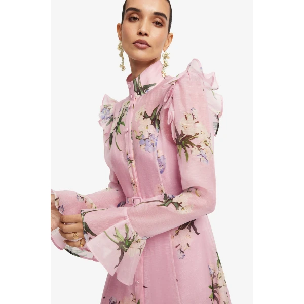 Leo Lin Katrina Butterfly Sleeve Midi Dress, view 6