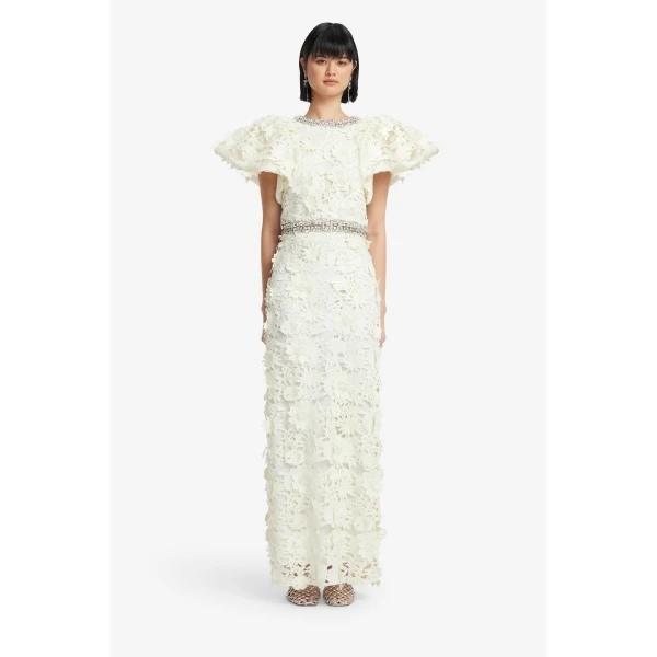 Leo Lin Kyra Embellished Lace Maxi Skirt, view 2