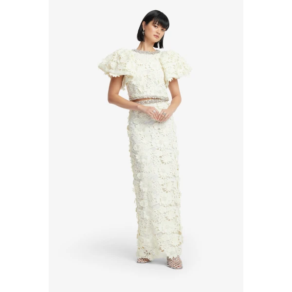 Leo Lin Kyra Embellished Lace Maxi Skirt, view 3