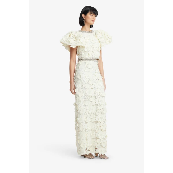 Leo Lin Kyra Embellished Lace Maxi Skirt, view 4