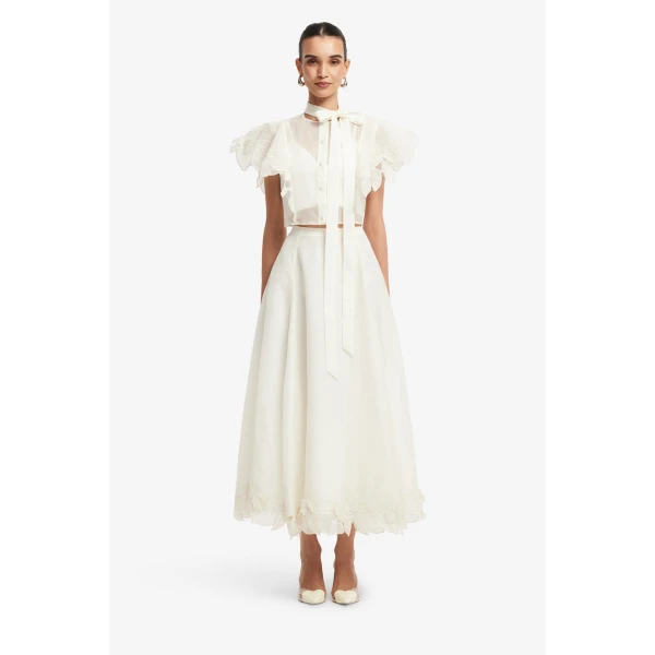 Leo Lin Leila Appliqué Midi Skirt, view 2