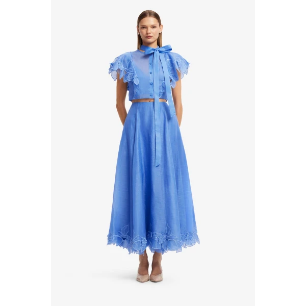 Leo Lin Leila Appliqué Midi Skirt, view 2