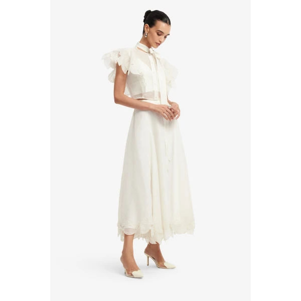 Leo Lin Leila Appliqué Midi Skirt, view 4