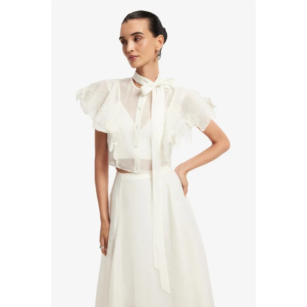 Leo Lin Leila Appliqué Midi Skirt, view 6