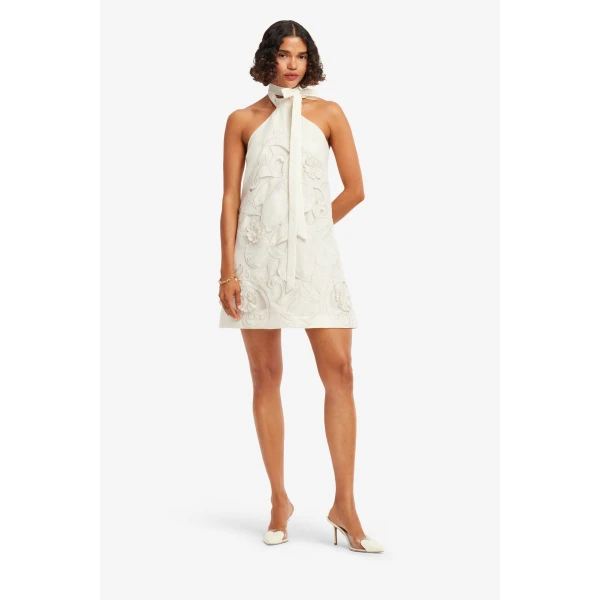 Leo Lin Lola Appliqué Halterneck Mini Dress, view 3