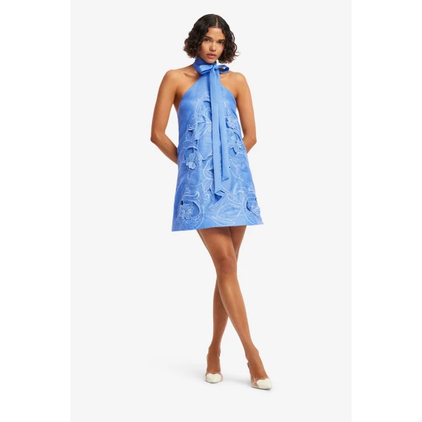 Leo Lin Lola Appliqué Halterneck Mini Dress, view 3
