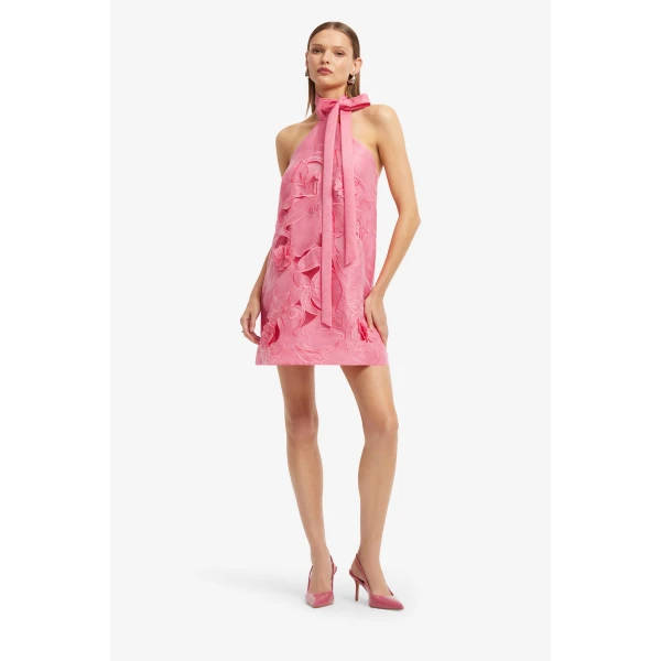 Leo Lin Lola Appliqué Halterneck Mini Dress, view 3