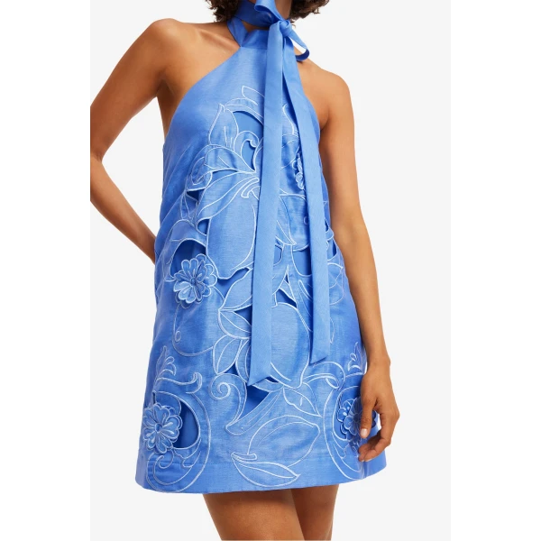 Leo Lin Lola Appliqué Halterneck Mini Dress, view 6