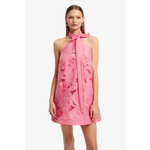 Leo Lin Lola Appliqué Halterneck Mini Dress, view 6