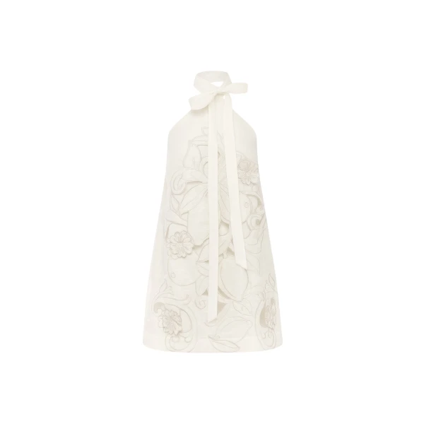 Leo Lin Lola Appliqué Halterneck Mini Dress