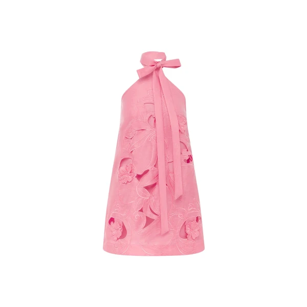 Leo Lin Lola Appliqué Halterneck Mini Dress