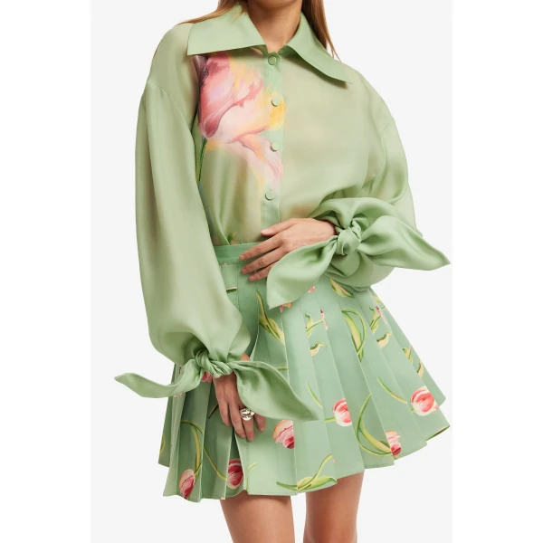 Leo Lin Melody Pleated Mini Skirt, view 6