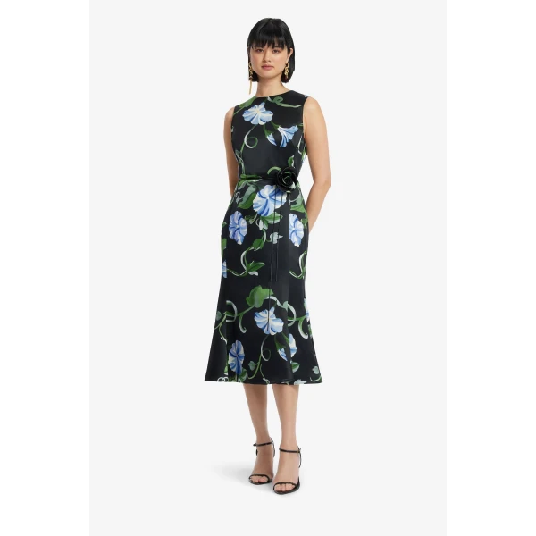 Leo Lin Olive Midi Dress, view 4