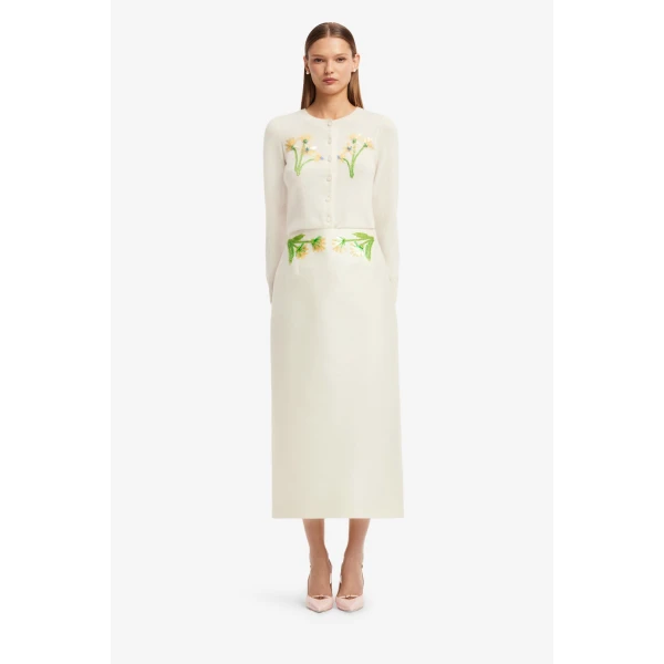 Leo Lin Quinn Embellished Wool Midi Skirt, view 2