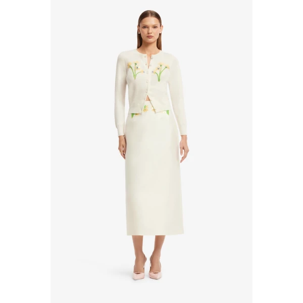 Leo Lin Quinn Embellished Wool Midi Skirt, view 3