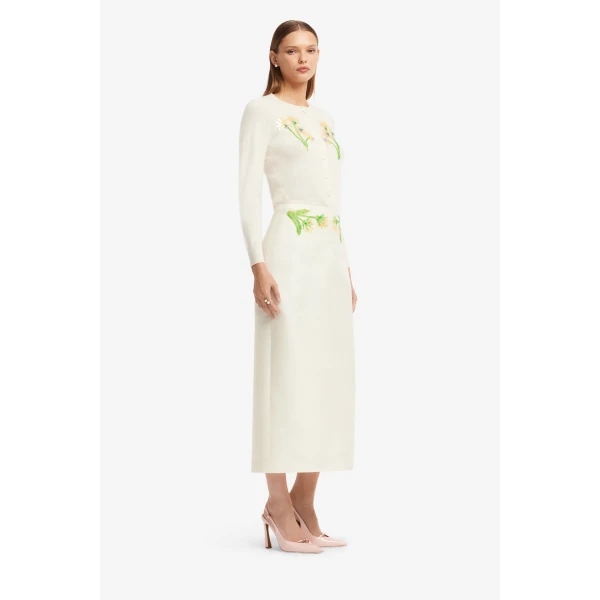 Leo Lin Quinn Embellished Wool Midi Skirt, view 4